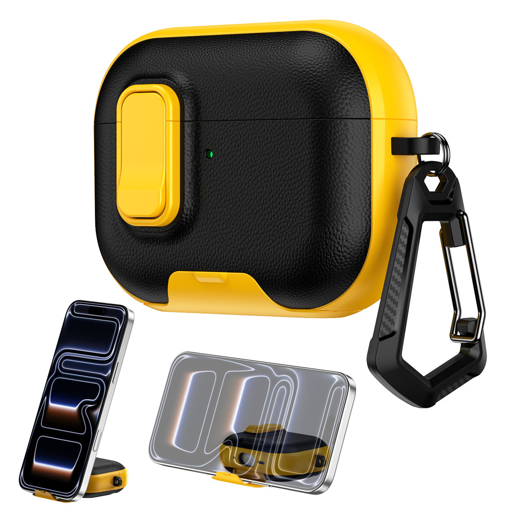 เคสแอร์พอต Case Colorblock ขาตั้งหนัง Airpod สําหรับ Airpods Pro3 4 Anc Pro 3 2 Pro2 ปลอก 3rd 4th 5nd Gen3 Gen4 Gen5 ปลอกพวงกุญแจกันกระแทกล็อคหัวเข็มขัดฝาครอบ