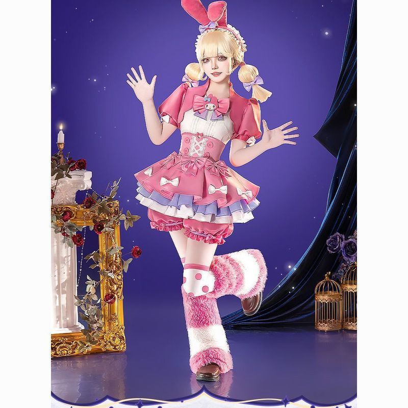 Poppita Fifth Personality cos เครื่องแต่งกาย Mrs. คอสเพลย์เชียร์ลีดเดอร์ Sanrio สีแดง สต็อกพร้อม 26/