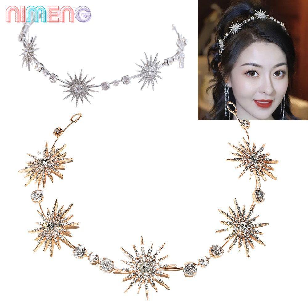 NIMENG Star Headpiece Crown เครื่องประดับผมสำหรับเจ้าสาวและงานแต่งงาน