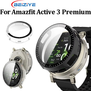 กระจกนิรภัย + PC สําหรับ Amazfit Active 3 Premium Anti-scratch ป้องกันหน้าจอกันชนสําหรับ amazfit active 3 Premium Shell อุปกรณ์เสริม