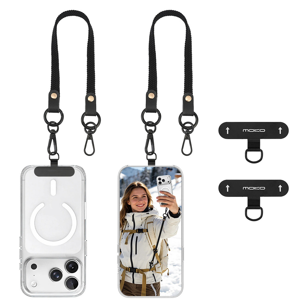MoKo 2 ชิ้นยืดหยุ่นโทรศัพท์ Lanyard Tether,Retractable สายโทรศัพท์ 360° Tether Tab