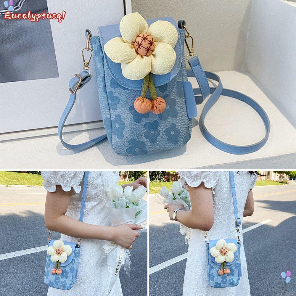 กระเป๋าสะพายข้างสไตล์ Casual Flower สำหรับใส่โทรศัพท์น่ารัก ราคา ถูกที่สุด ดีลบีเคเค