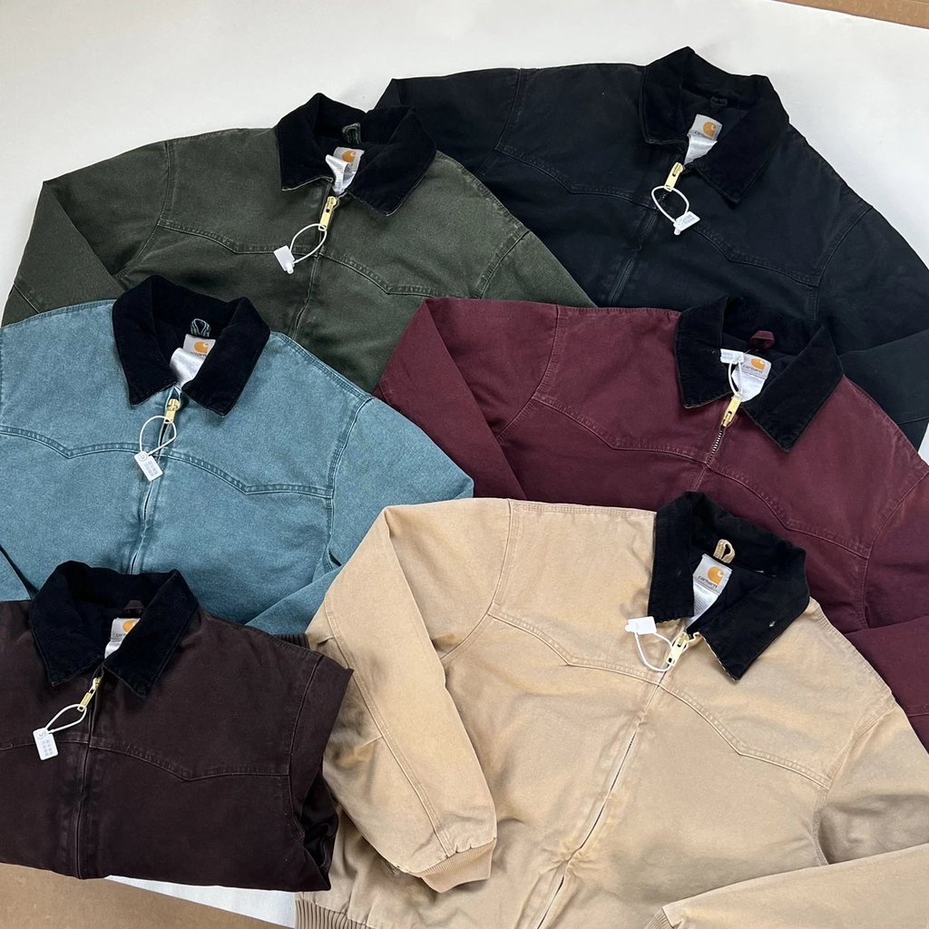 EE9T Car---tt J14Santa Fe Leather Label Padded Thickened Washed Vintage Cotton Jacket