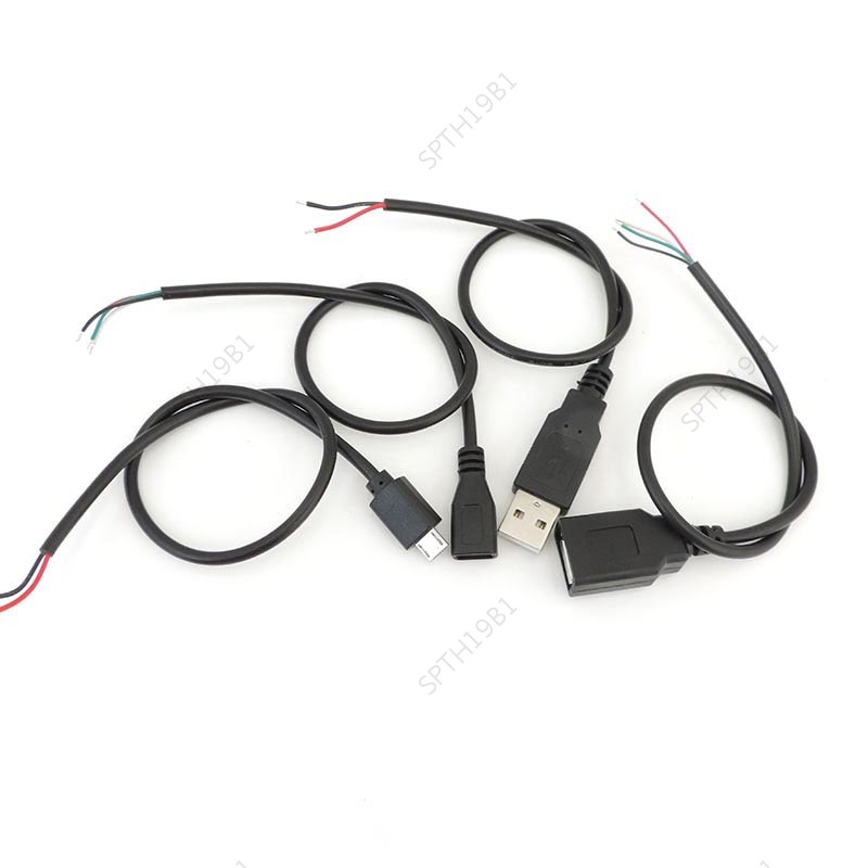 0.3M USB 2.0 ประเภท A ชายหญิง 2Pin 4pin micro USB ซ่อมเชื่อมสายชาร์จอะแดปเตอร์ DIY Connector 2 4 cor