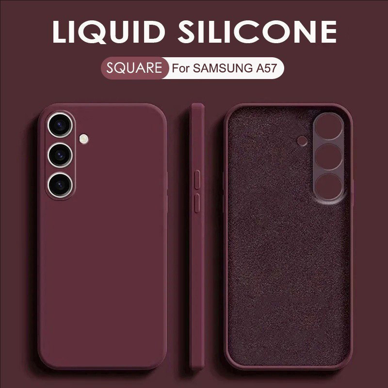 สําหรับ Samsung Galaxy A57 A37 A07 A17 A16 A26 A36 A56 Square ซิลิโคนเหลวเคสโทรศัพท์สีทึบกันกระแทกกันชนนุ่มฝาครอบ