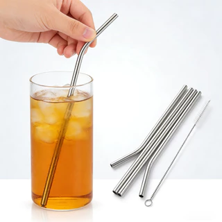 ชุดหลอดสแตนเลส 5 ชิ้น​ No.2132 พร้อมอุปกรณ์ทำความสะอาด สามารถใช้ซ้ำได้ (ยกโหล12ชิ้น)พร้อมส่ง