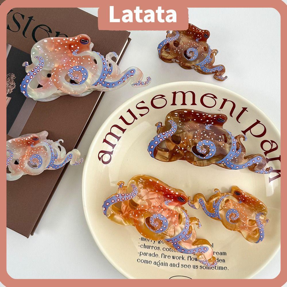 คลิปกรงเล็บผม LATA กิ๊บติดผมน้ำหนักเบา ดีไซน์ปลาหมึกยักษ์ การ์ตูนน่ารัก อะซีเตท สำหรับผู้หญิง