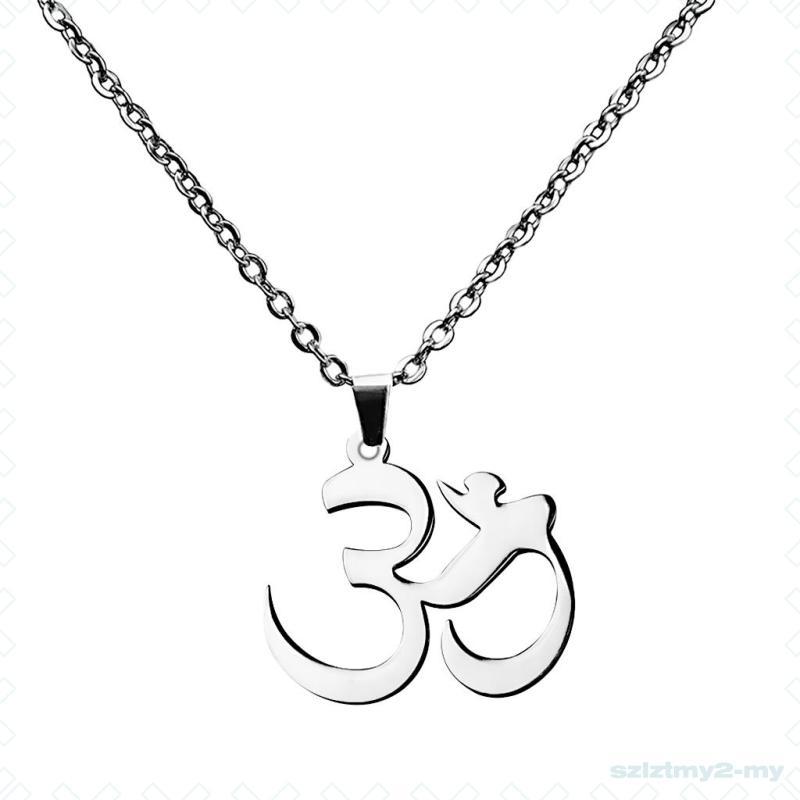 [SzlztmyeeMY] สร้อยคอจี้สแตนเลสสีเงิน Aum Om สันสกฤต Amulet Charms