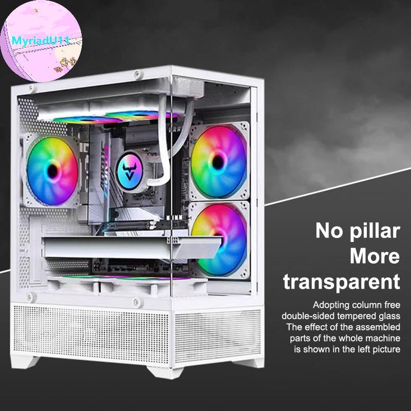 MyriadU Mini Gamingputer Case M-ATX ITX Seaview Room 270°มุมมองเต็มรูปแบบโดยไม่ต้องคอลัมน์เดสก์ท็อปแ