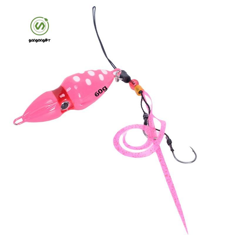 Slow Jig Head 60g สีชมพู สำหรับตกปลาน้ําเค็มและ Grouper