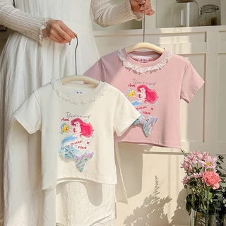 PRETTY BABY เสื้อยืดเด็ก เสื้อยืดคอกลม ลายการ์ตูน น้องนางเงือก 3D (2125)