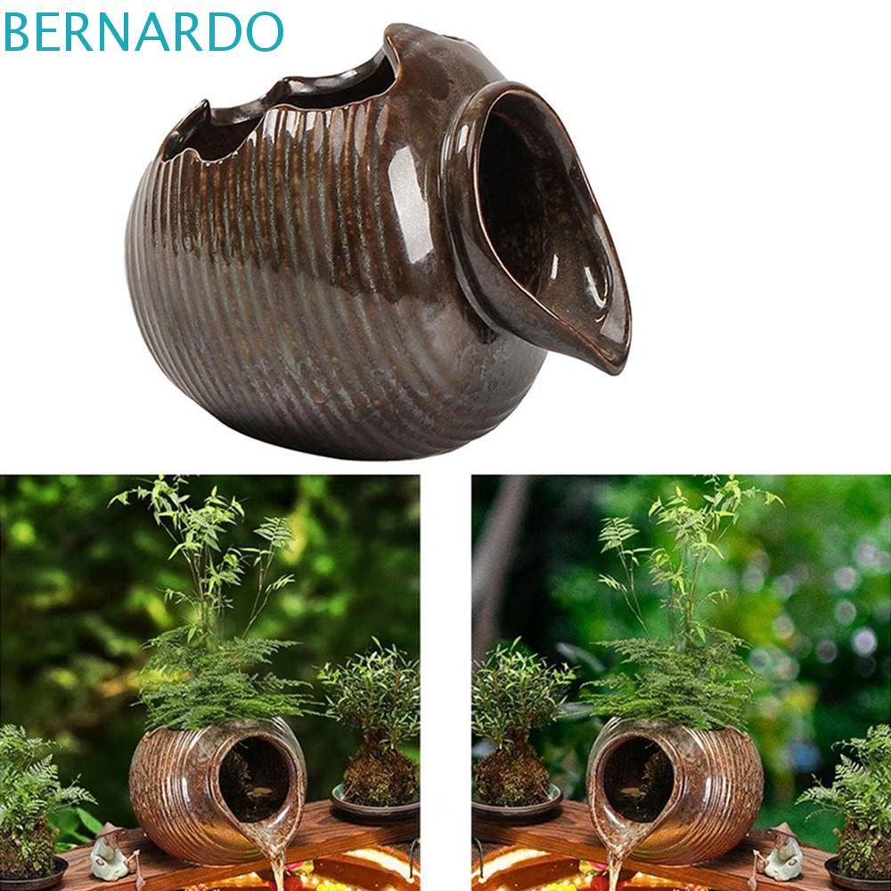 BERNARDO หม้อดินเผาน้ําหมุนเวียน, เปิดด้านบนตกแต่งหมุนเวียนน้ําตกโถ, กระถางดอกไม้มัลติฟังก์ชั่นน้ําหนักเบาสร้างสรรค์เปิดลานถังเซรามิก
