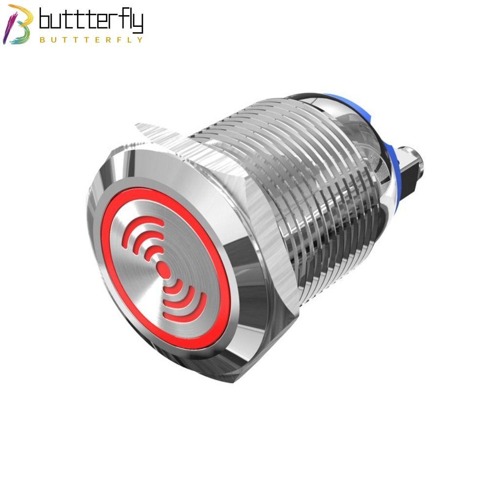 BUTTTERFLY Metal Buzzer, 16 มม.19 มม.22 มม.เสียงดังนาฬิกาปลุกเตือน Buzzer, 12V 24V กันน้ํา LED Flash