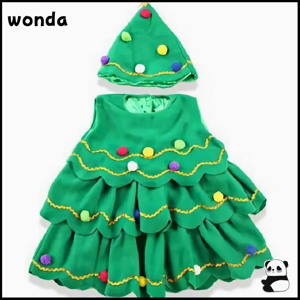 【⚡เวลาจำกัดราคาต่ำ】Wonda ชุดเด็ก, หมวก Leeveless เครื่องแต่งกายต้นคริสต์มาส, เครื่องแต่งกายเวทีโพลีเอสเตอร์ประสิทธิภาพเครื่องแต่งกายคอสเพลย์เด็ก
