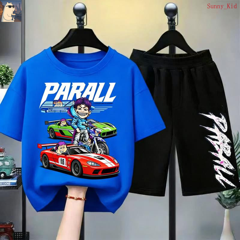 【Sunny】เซ็ตชุดเด็ก เสื้อ+กางเกง ชุดเด็กชาย ป๋าบอลV.2 แขนสั้น+กางเกงขาสั้น 2 ชิ้น ผ้าฝ้าย ฤดูร้อน สไตล์สตรีท F20-110