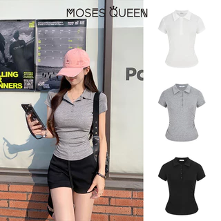 < MOSESQUEEN > เสื้อตัวเต็มตัวแบบพับเป็นเอกลักษณ์ ด้านหน้าแขนสั้น คอไลค์รา รูปทรงนุ่มนวลและเรียบเนียน #63568