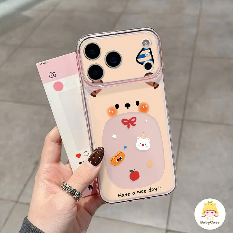 เหมาะสำหรับ IPhone 11 16 17 12 13 15 Pro Max 14 15 Plus การ์ตูนหมีน่ารักเรียบง่ายสกปรกทนวัสดุที่เหนือกว่ากรณีโทรศัพท์