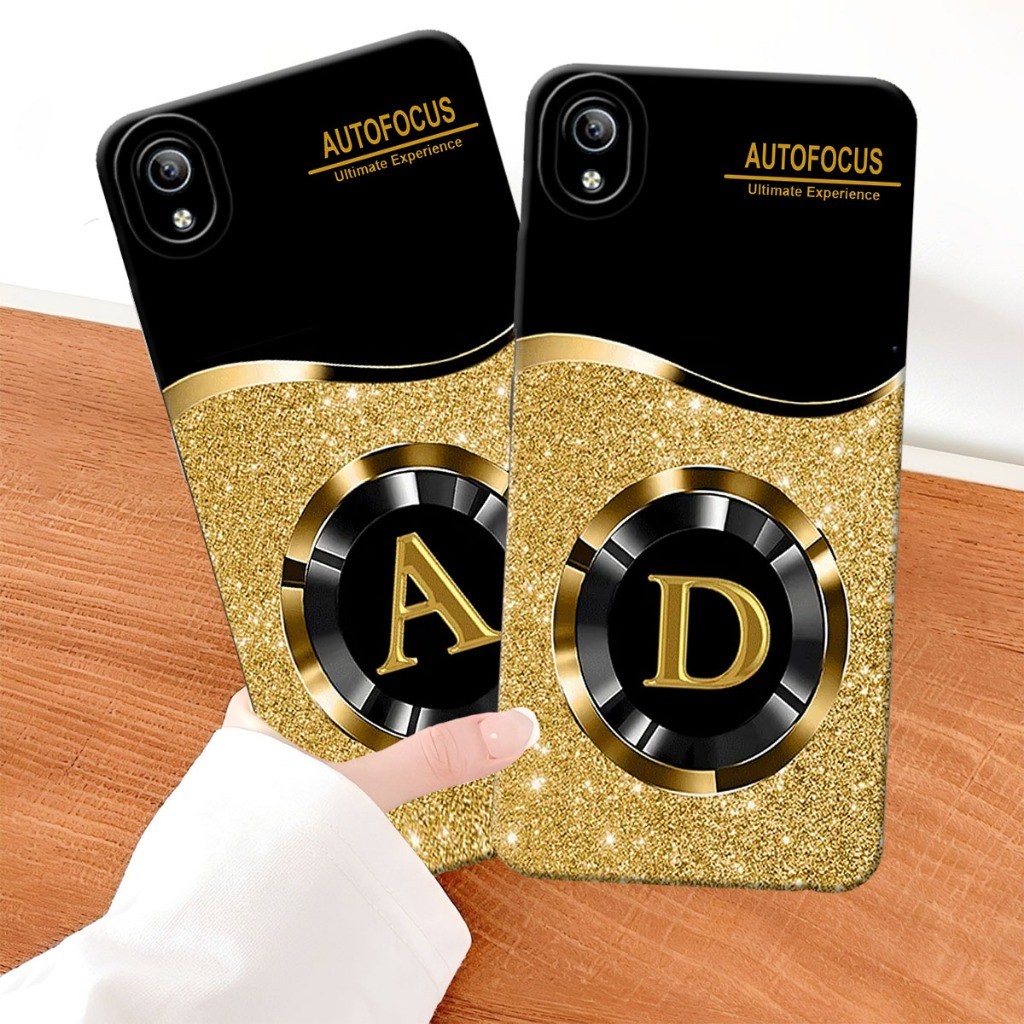 VIVO Y91C - Y1S Softcase Procamera Silicon Case motif name black gold new Silicon - เคส HP - Soft Ca