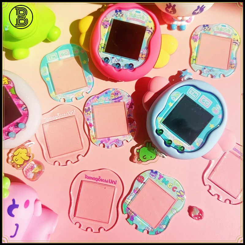 แผ่นหน้าพิมพ์ลายแผงเปลี่ยน Tamagotchi Uni Clear พร้อมฝาครอบป้องกันโลโก้