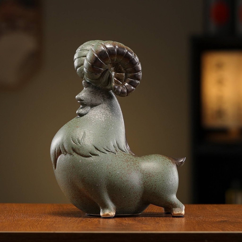 มาสคอตมงคล จีนออกแบบ Ram รูปปั้น Creative Design Leader Ram ตุ๊กตา Artisanal สําหรับ Entryway, ห้องน