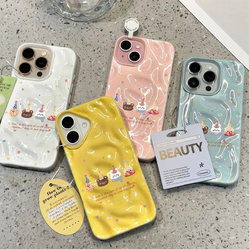 พับวินเทจน่ารักการ์ตูน Dot คุกกี้รูปแบบ Texture Wave Soft เคสโทรศัพท์สําหรับ Vivo Y02 Y02S Y02t Y03 