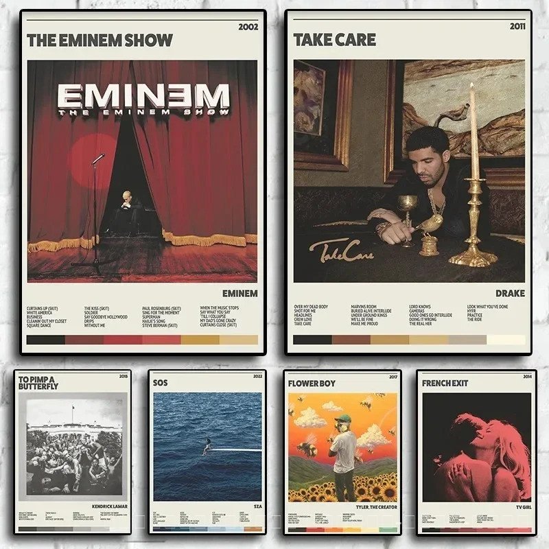 ภาพวาดผ้าใบโปสเตอร์และพิมพ์ Wall Art ภาพเพลงอัลบั้มร้อน Star Eminem Sza Tv Gigl Drake โปสเตอร์ Hip H