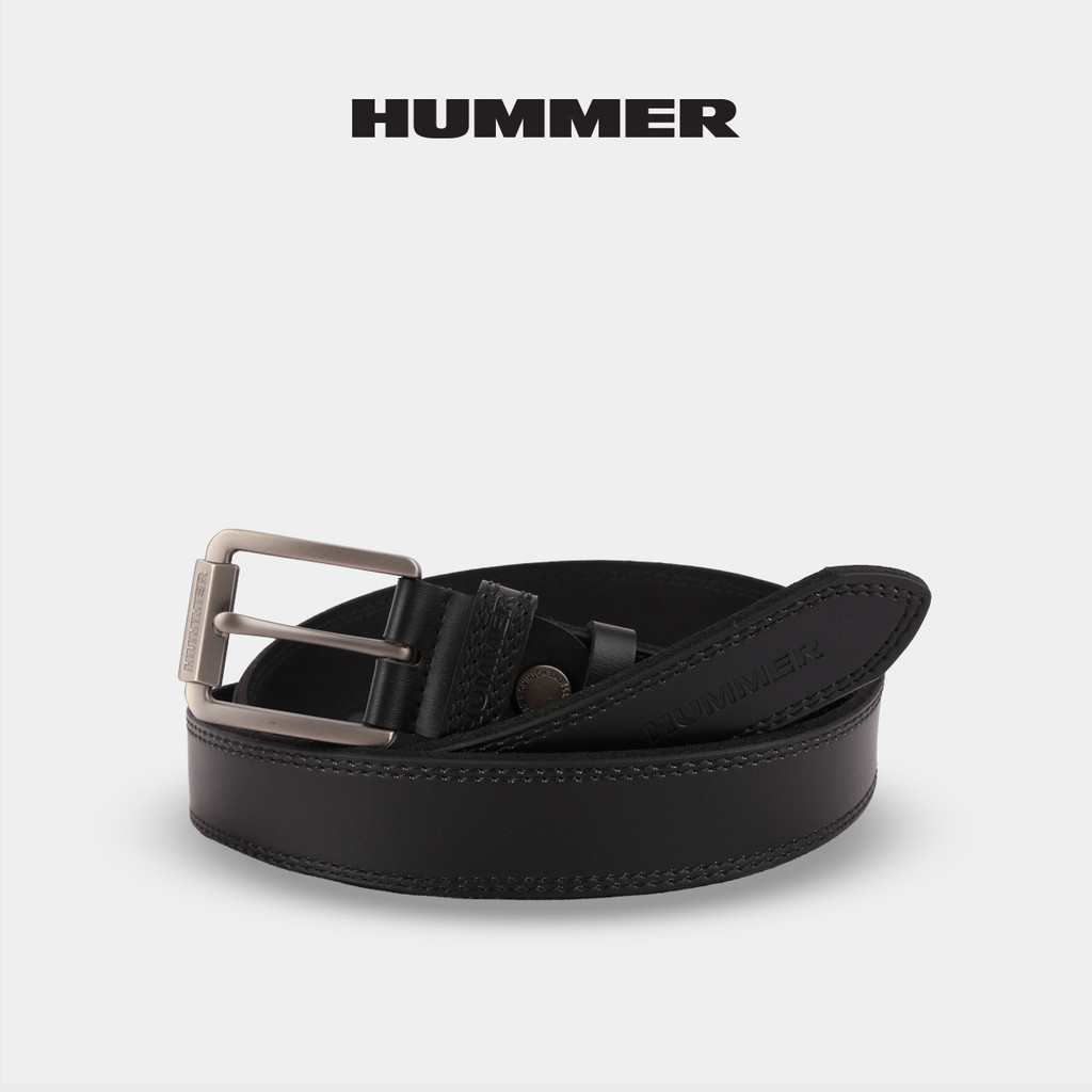 Hummer Men Leather Tongue Buckle Belt / Hummer Mens Leather Belt