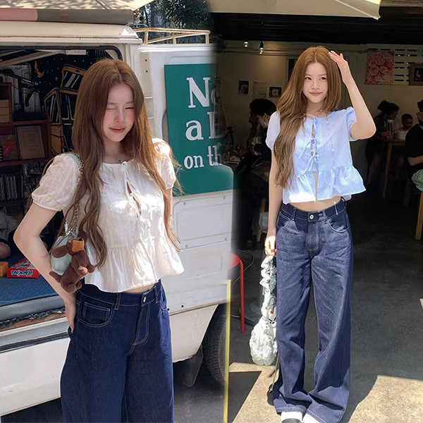 Red Berry เสื้อเชิ้ตผู้หญิงแต่งลูกไม้สุดฮิต ทรงหลวมกระชับสัดส่วนรับฤดูร้อน พร้อมสายผูกเอว W715
