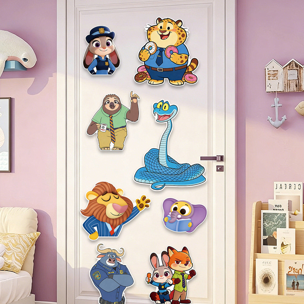 สติ๊กเกอร์แม่เหล็ก Cruise Wheel สติ๊กเกอร์ติดประตู ตกแต่ง disney Crazy Animal City สติ๊กเกอร์ติดตู้เย็น Entrance Door Cover Ugly Self- ราคา ถูกที่สุด ดีลบีเคเค แกลเลอรีภาพที่ 5