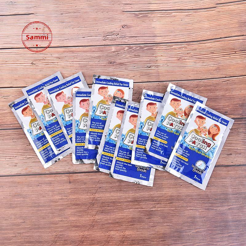 Sammi 10 ชิ้น/ถุง Pain Relief Baby Fever Patch นํา Fever Down Cooling Gel สําหรับอาการปวดหัว TH