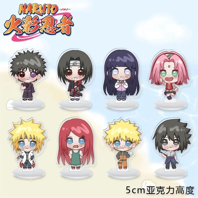 Shadow Ninja รุ่น Q ขาตั้ง Naruto Sasuke Water Gate พร้อมซากุระอะคริลิคตัวเลข: Naruto, Sasuke, มินาโ