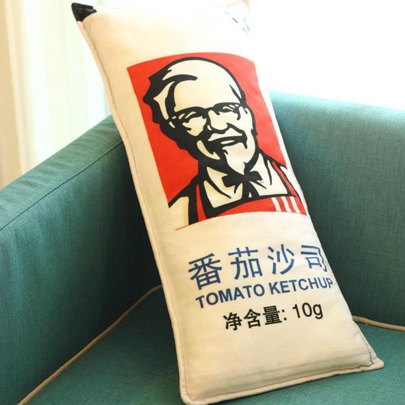 หมอนอาหารตลก KFC เลียนแบบ KFC French Fries ซอสมะเขือเทศหมอนเบาะตุ๊กตาของขวัญแปลกใหม่ 4.15