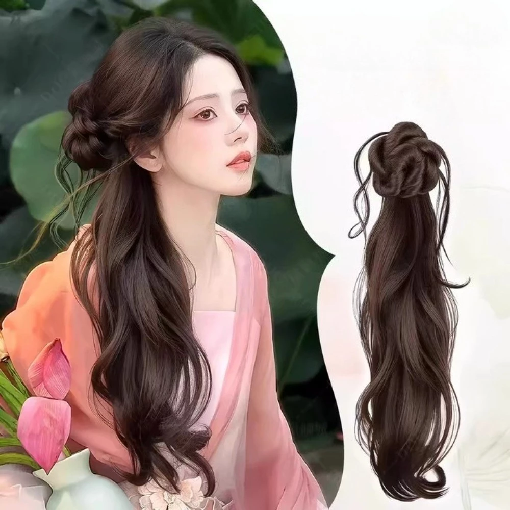 พู่ผมยาวหยิกสังเคราะห์สำหรับผู้หญิง มาพร้อมคลิปผม เพื่มลุคใหม่ให้คุณ