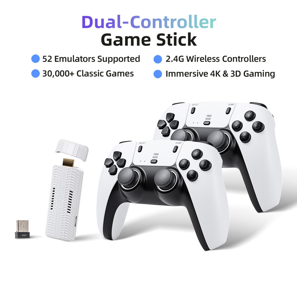 M66 Dual Controller Wireless Game Console Supported 52 Emulators 30,000+ClassicGames Immersive 4K & 