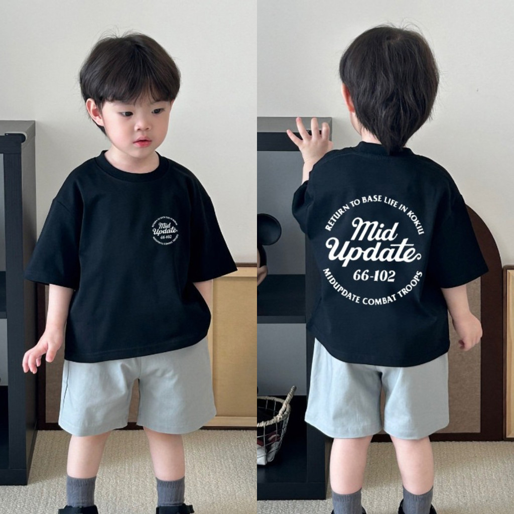 เสื้อยืดแขนสั้นสำหรับเด็ก เสื้อเด็กผู้ชายลายการ์ตูนหมีเท็ดดี้ เสื้อคอกลม ทันสมัยและใช้งานได้หลากหลาย