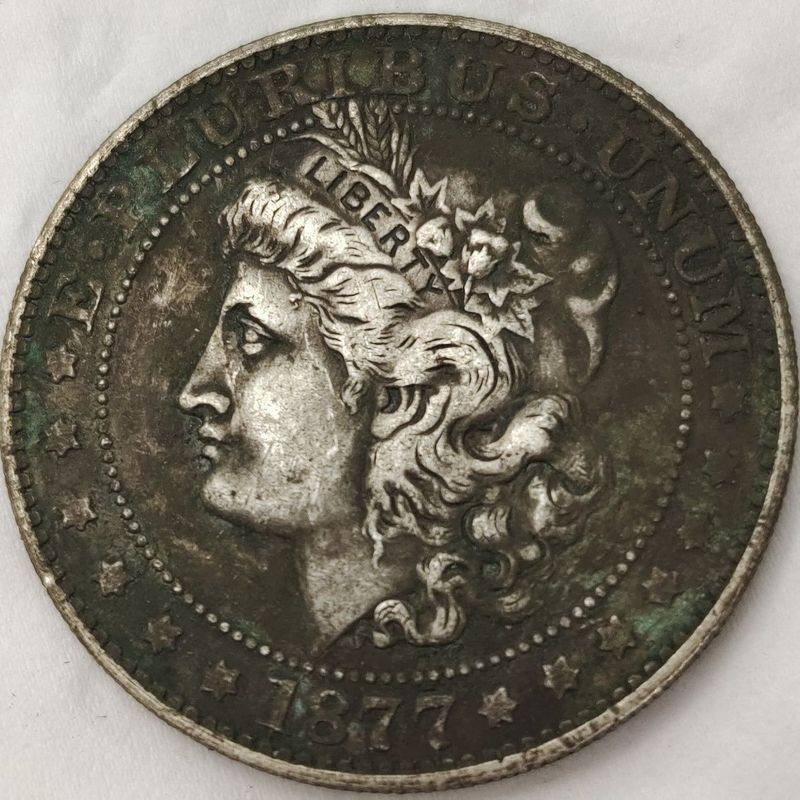 Io รุ่นหายาก Backflow Silver Dollar American Morgan Back Bird Sterling Silver Silver Dollar, Green ป