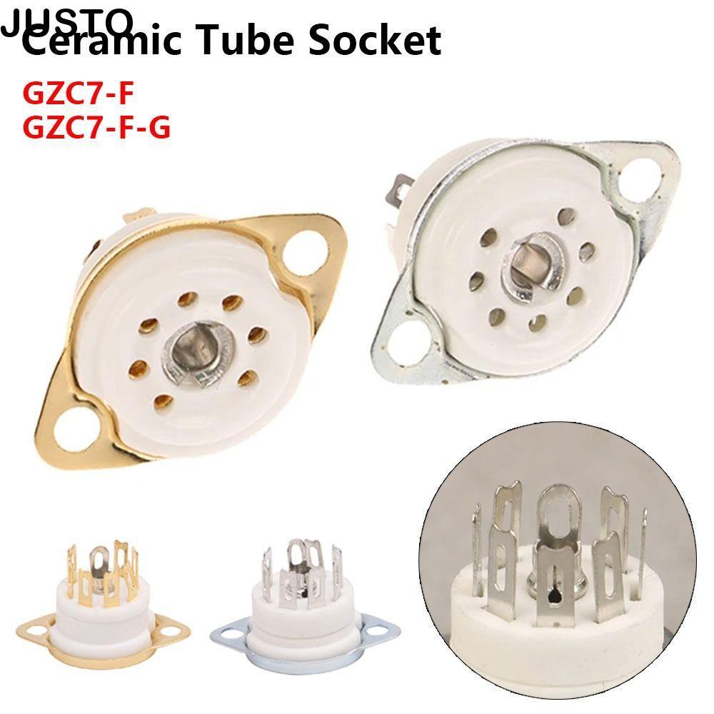 JUSTO 1 ชิ้นเซรามิคหลอดซ็อกเก็ต, DIY ฐานวาล์วดีบุก, PCB Mount 7Pin B7G GZC7-F GZC7-FG สําหรับ EAA91 