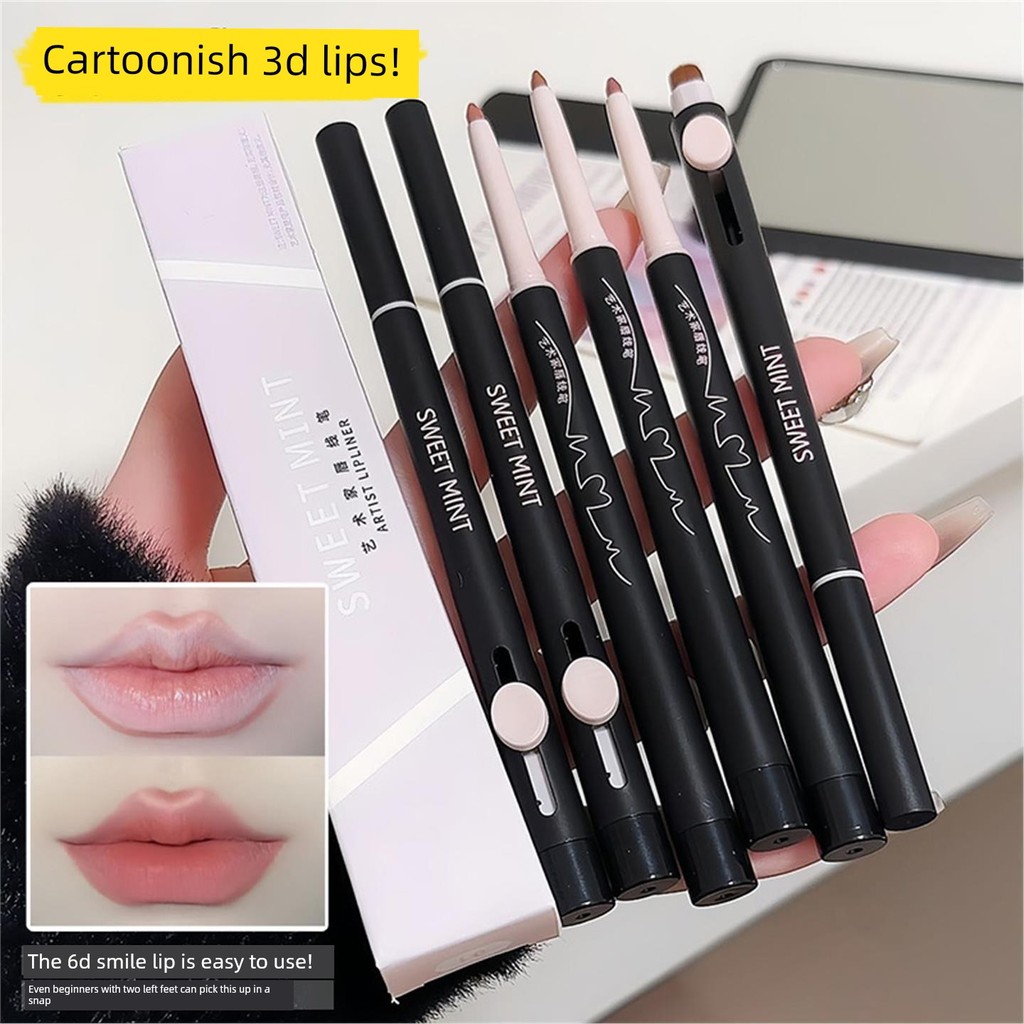 lip liner ลิปไลเนอร์ หวาน * mint Artist Lip Liner Double-Headed Lip Brush Pencil One สามมิติ Plump O