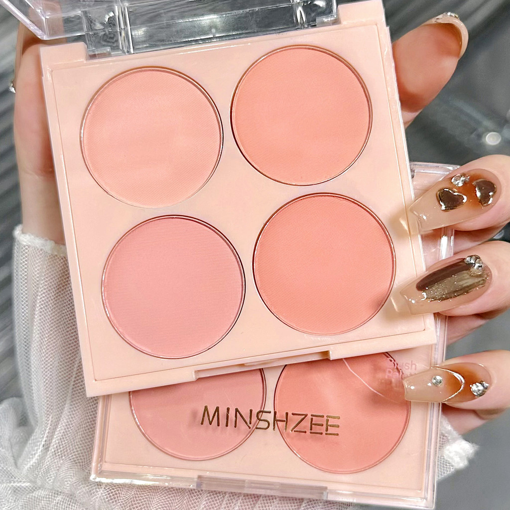 บลัชออน บลัชออน 4u2 MINSHZEE MINSHZEE พาเลทอายแชโดว์สี่สีไวท์เทนนิ่งสีธรรมชาติเรนเดอร์คอนทัวร์แมตต์บ