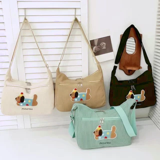 i happy: กระเป๋าสะพายข้าง ผ้าลูกฟูก -แฟชั่นมาใหม่ สไตส์นี้เท่มาก กระเป๋าขนาดใหญ่จุของได้เยอะ bag532 ฮิตมากตอนนี้