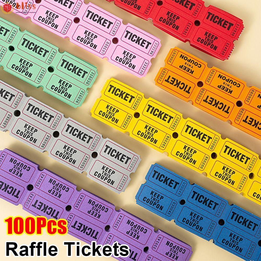 บิลลิส ตั๋วจับฉลาก 100 ชิ้น, ป้ายกระดาษเดี่ยว ตั๋วกิจกรรมฉลองลอตเตอรี่จํานวนมาก, สีสันสดใสสําหรับกิจ
