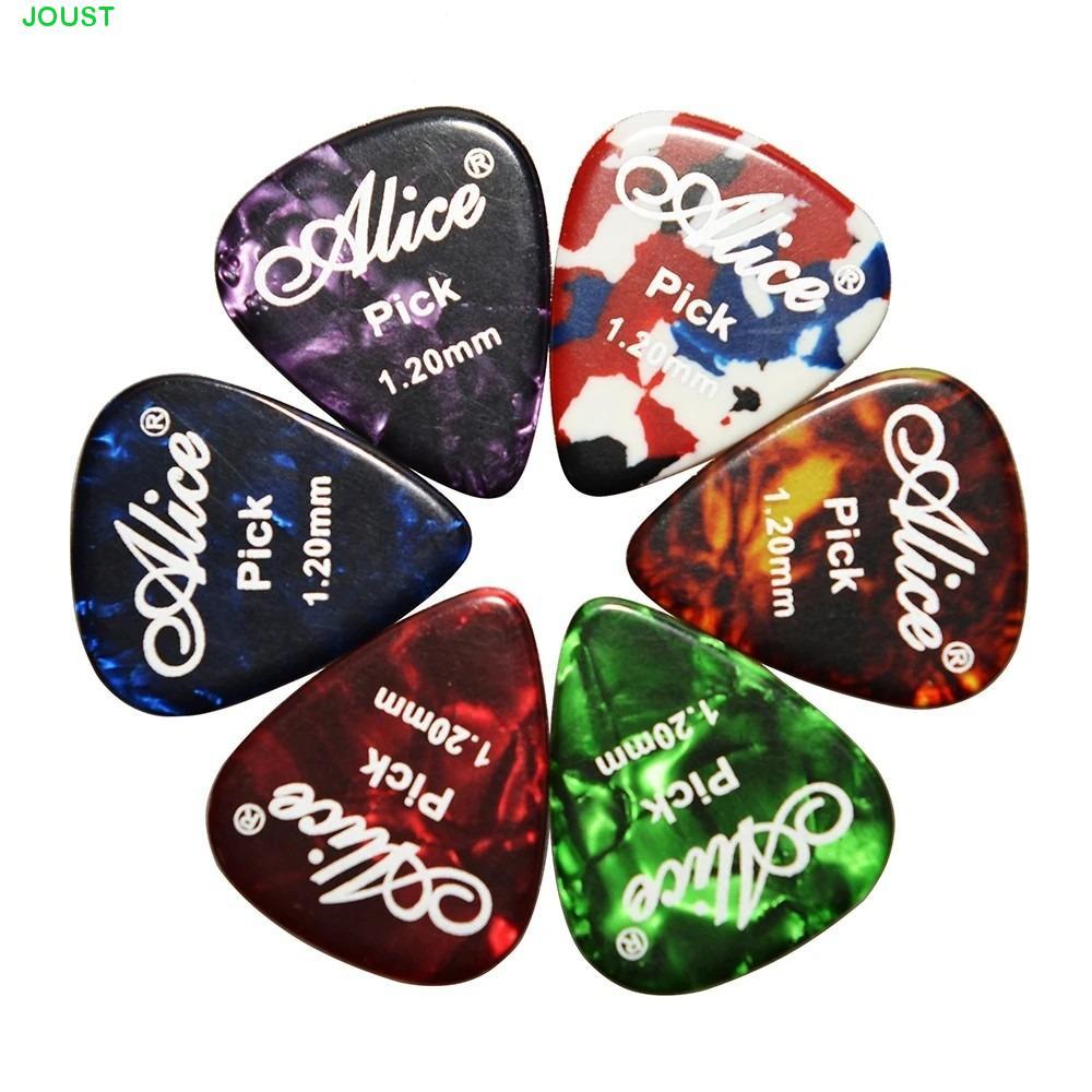 JOUST 5 ชิ้นสี Celluloid Picks, สีสุ่ม Plectrum Guitar Pick สีผสม, ความหนาที่มีสีสัน 0.46-1.5 อุปกรณ์เสริมCelluloid กีตาร์ Pick Original Sound กีตาร์ Music