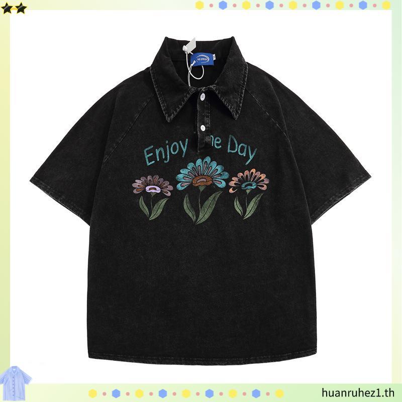 CBE BLACK DENIM CROP SHIRT 01 / เสื้อเชิ้ตคอปยีนส์แขนสั้น