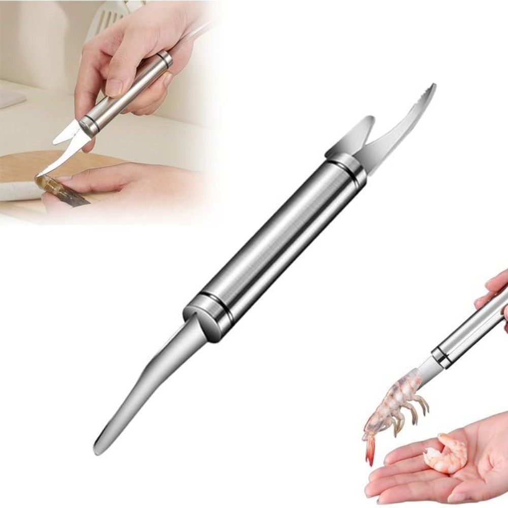 เครื่องมือขจัดกุ้ง 2 ใน 1 เครื่องปอกกุ้ง Easy Fast Deveining เครื่องมือห้องครัวอาหารทะเล Prep ทําอาหาร