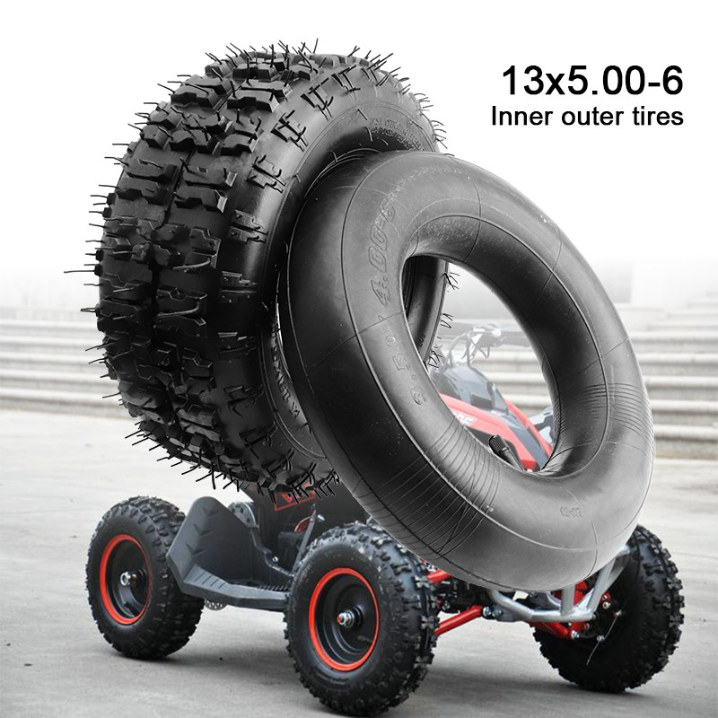 6 นิ้วยางด้านหน้า 4.10-6 ด้านหลัง 13x5.00-6 ยางในด้านนอก Tyre สําหรับ 47cc 49cc ขนาดเล็ก ATV Go Kart Mini Quad Bike Snowmobile อะไหล่