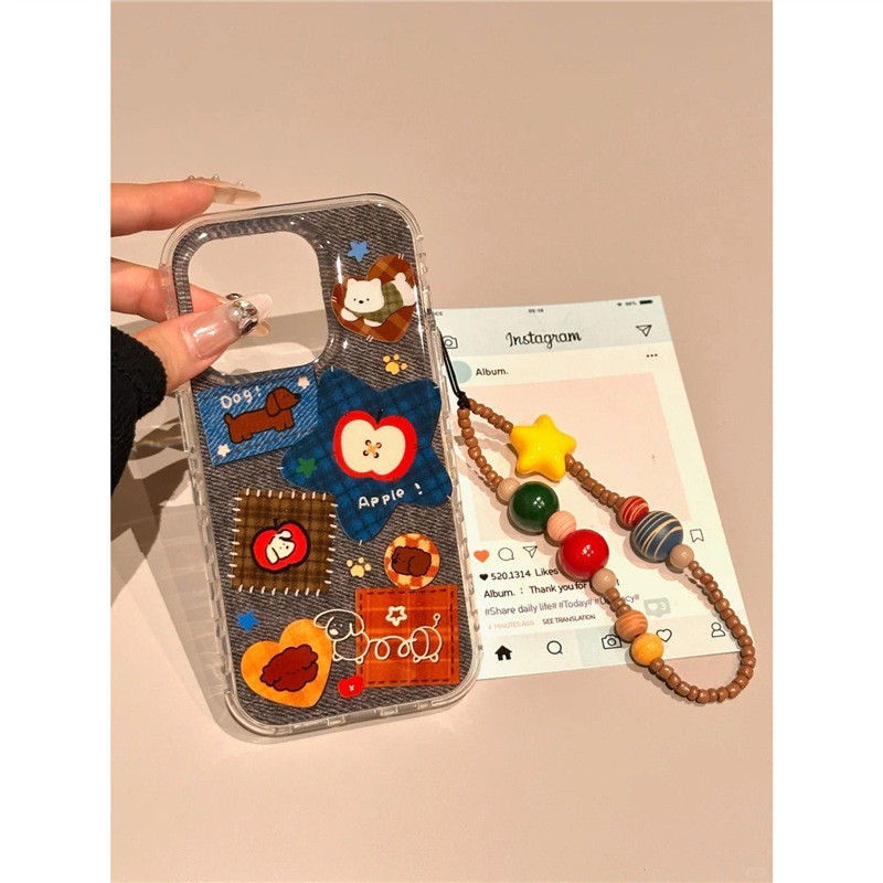 12 เหมาะสําหรับ 15iPhone17PROMAX1614 Niche/Denim 13 Stitching Puppy// เคสโทรศัพท์ 11/GI7T