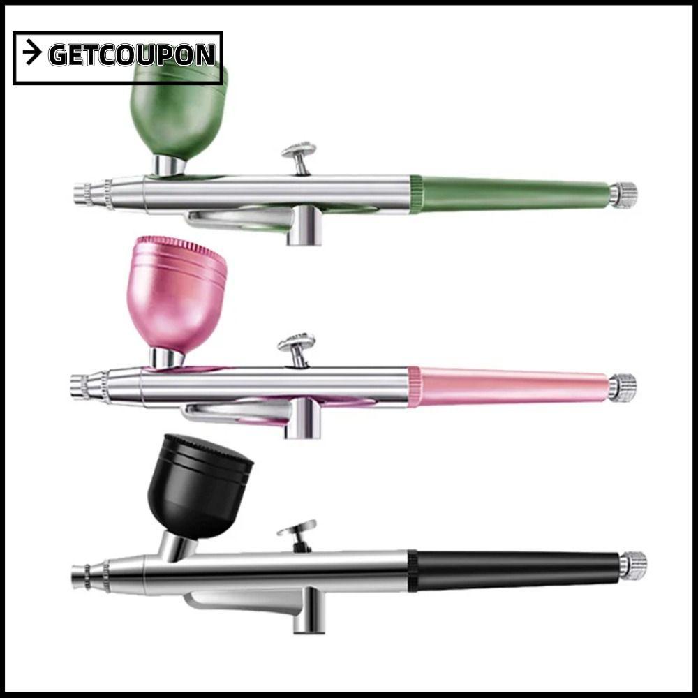 GETCOUPON หัวฉีดออกซิเจน, Air Paint Tattoo Paint Nail Art Paint Airbrush,ทนทานภาพวาดเค้กมือถือเครื่องมือแต่งหน้าคอมเพรสเซอร์สเปรย์ Home