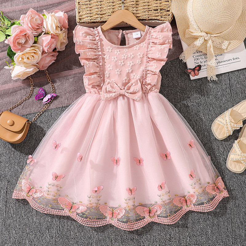 ชุดทารกผู้หญิง 9M-3Y สไตล์เจ้าหญิง ทำจากผ้า Tulle มีลายดอกไม้และลูกไม้ เหมาะสำหรับงานเลี้ยงวันเกิดในฤดูร้อน