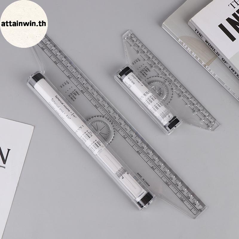 Attainwin มุมไม้บรรทัดสาย 15 ซม.30 ซม.Multi-Function เครื่องมือวาดภาพเมตริก Rolling ไม้บรรทัดใส Parallel Rolling ไม้บรรทัด th
