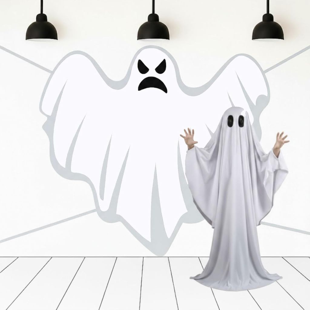 Panelee ฮาโลวีน Ghost ฉากหลังตกแต่ง 71 x 69 นิ้วขนาดใหญ่ Ghost ฉากหลังแบนเนอร์ Spooky ฮาโลวีนภาพพื้น